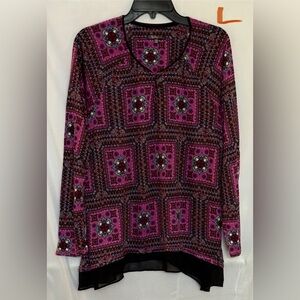 Miss Babydoll Fuchsia and Black Long Sleeve Top